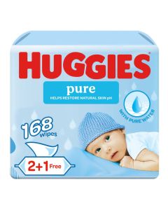Huggies Pure Baby Wipes, 99% Pure Water Wipes, 3 Pack x 56 Wipes (168 Wipes)