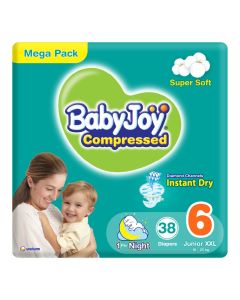 Compressed Diamond Pad Diaper, Size 6, Junior XXL, 16-25 Kg, Mega Pack, 38 Diapers