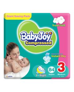 Compressed Diamond Pad Diaper, Size 3, Medium, 6-12 Kg, Giant Pack, 84 Diapers
