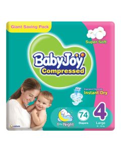 Compressed Diamond Pad Diaper, Size 4, Large, 10-18 Kg, Giant Pack, 74 Diapers