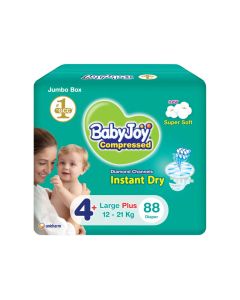 Compressed Diamond Pad Diaper, Size 4+, Large Plus, 12-21 Kg, Jumbo Box, 88 Diapers