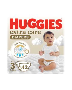 Huggies Extra Care Baby Diapers, Size 3 (5-9 kg), Value Pack, 42 Diapers