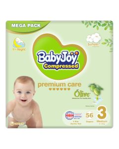 Olive Tape Diaper, Size 3, Medium, 6-12 Kg, Mega Pack, 56 Diapers