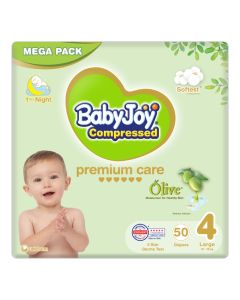 Olive Tape Diaper, Size 4, Large, 10-18 Kg, Mega Pack, 50 Diapers
