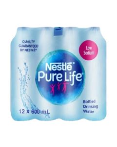 Pure Life, Low Sodium, Bottled Drinking Water 600ml Pack of 12