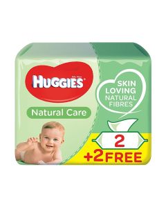 Natural Care Baby Wipes, 224 Count (2+2 Free) - Skin Loving Natural Fibers, Aloe Vera