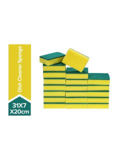 20-Piece Multipurpose Double Faced Sponge Pads Green/Yellow 31x7x20centimeter