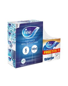 2 Ply Sterilized Facial Tissue With Toilet Roll Pack Of 5 White