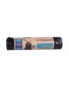 15-Piece Heavy Duty Drawstring Garbage Bag Set Black 75x103cm