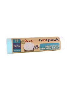 30-Piece Heavy Duty Drawstring Garbage Roll 18 Gallon White 55x65cm