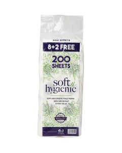 200-Sheet Soft And Hygienic Toilet Paper Roll, Pack Of 10 White
