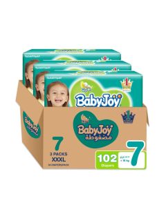 Compressed Diamond Pad Diaper, Size 7, Junior 3XL, 18+ Kg, Mega Box, 102 Diapers