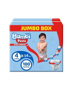 Bambi Pants Jumbo Box Size 4 Large 8-14 Kg 100 Count