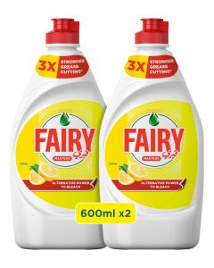 Plus Lemon Dishwashing Liquid Soap With Alternative Power To Bleach Pack of 2 600ml