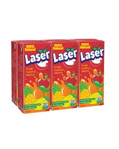 Laser Cocktail Nectar No Sugar Mixed Fruits 180ml Pack of 6