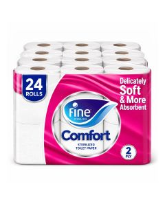 Toilet Paper 180 Sheets 2 Ply Pack of 24 Rolls White