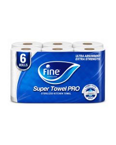 Kitchen Towel 60 Sheets 3 Ply Pack of 6 Rolls White