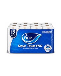 Kitchen Towel 60 Sheets 3 Ply Pack of 12 Rolls White 26.5x21cm