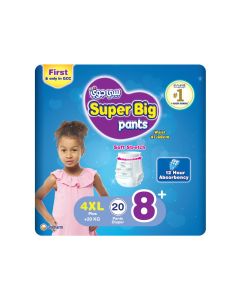 Compressed Culotte Pants Diaper, Size 8, Junior 4XL, 20+ Kg, Jumbo Pack, 20 Diapers