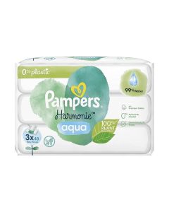 Baby Wipes Multipack, Harmonie Aqua, 144 Wet Wipes 48X3, Pure Skin Protection For Delicate Skin With 99 Percent Water, Plastic Free