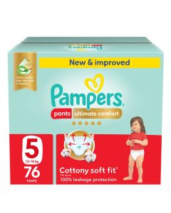 Pack Of 76 Ultimate Comfort Pant Diapers Size 5, 12 - 18 Kg, Lotion Infused With Aloe Vera And Vitamin E