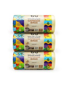 Pack of 3 - Vanilla Scented Garbage Bags Compact Roll 30 Gallon, Medium (Kitchen Bin), 60x90cm - 20 Bags x 3 beige