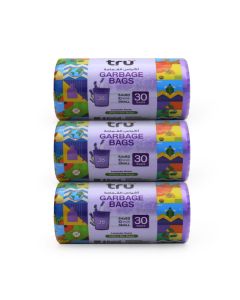 Pack of 3 - Lavender Scented Garbage Bags Compact Roll 54x60cm - 30 bags x 3 purple