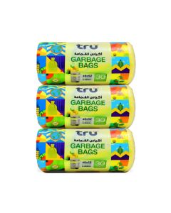 Pack of 3 - Lemon Scented Garbage Bags , 6 Gallon, Compact Roll, 46x52cm, X-Small (Small bins) - 30 Bags x 3 yellow