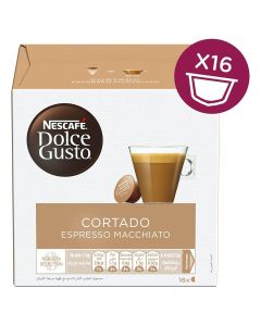 Dolce Gusto Cortado Espresso Macchiato 16 Coffee Capsules Cortado 302.4grams Pack of 3