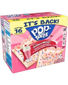 Kellogg's Pop-Tarts Frosted Strawberry Milkshake Toaster Pastries, 28.2 oz, 16 Count