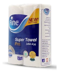 Towel Pro, Highly Absorbent, Sterilized And Half Perforated Kitchen Paper Towel, 3 Ply Pack Of 2 White