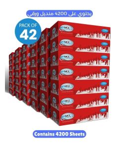 2 Ply Facial Tissue, 4200 Premium Soft Sheets, 42 Packs of 100 Sheets - Slim and Compact Tissue Boxes for Car Use, 100% Cellulose