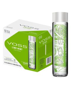 Lime Mint Flavoured Sparkling Water, Pack of 12 x 375ml VOSS Original Glass Bottles, Zero Calories, No Sugar, Naturally Sourced