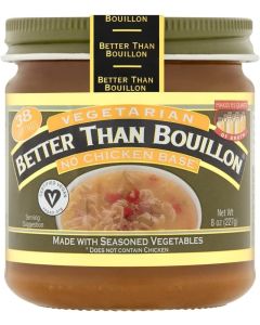 Better Than Bouillon Vegetarian No Chicken Base - 8 OZ Jar, Makes 9.5 Quarts of Broth, 38 Servings, Certified Vegan