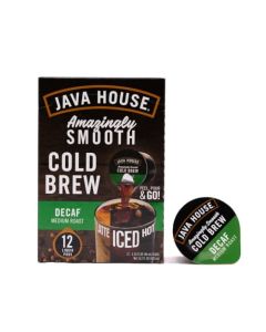JAVA HOUSE Decaf Medium Roast Cold Brew Capsules 135 Fluid Ounces 12 Count Peel and Pour TSA Approved Travel Friendly Cold Brew Hot or Iced Instant Coffee Concentrate