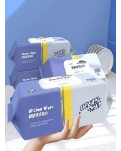 Rexez Kitchen Wipes 80 Pcs Disposable Heavy Oil Cleaning Wet Wipes for Kitchen, Range Hood & Table, Multi-Surface Household Cleaning Cloth for Home, Car & Office (Pack of 1)