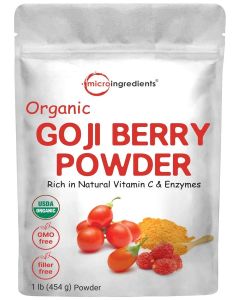 Organic Goji Powder, 16 Ounces / 100% Natural Fruit Source / Sulfate & Additive Free / Great Flavor for Drinks, Snacks, & Beverages / Non-GMO & Vegan