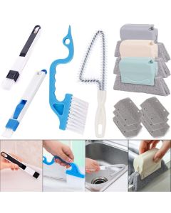 Window Track Cleaner Tool Set 13 Pcs Magic Window Sill Cleaning Tools Kit with Groove Cleaning Brush for Door Tracks Tile Lines Shutter Car Vents