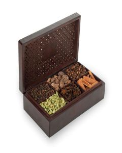 Octavius Indian Spice Collection- 300 Gm / Assorted 6 Whole Spices Wooden Gift Box / Wooden Spice Box / Wooden Masala Box / Corporate Gifts