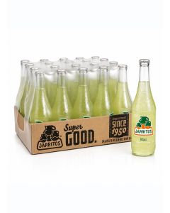 Lime Flavour Mexican Carbonated Soft Drink Soda in Glass Bottles, Citrus Fizzy Refreshing Beverage, 370 ml Each, Made in Mexico Since 1950, Case Pack of 24