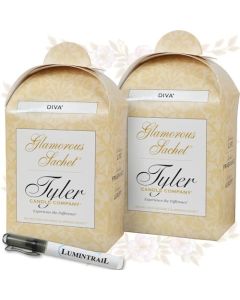 Tyler Candle Diva Dryer Sachets 8 Glamorous Reusable Dryer Sachets 2 Pack 4 per Pack Bundle with Lumintrail Stain Remover Pen Home Laundry Softener Sheets Scent for Clean Fabric Detergent Beads