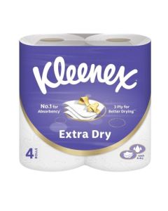 Extra Dry Toilet Tissue Paper, 3 PLY, 4 Rolls x 140 Sheets, Embossed Bathroom Tissue with Superior Absorbency 4 Rolls