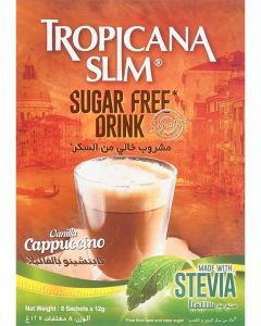 Tropicana Slim SUGAR FREE DRINK Vanilla Cappuccino MADE WITH STEVIA 8 Sachets x 12g