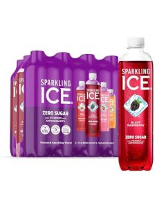 Sparkling Ice Purple Variety Pack Flavored Water Zero Sugar with Vitamins and Antioxidants 17 fl oz 12 count Black Raspberry Cherry Limeade Orange Mango Kiwi Strawberry