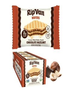 Rip Van Wafels Chocolate Hazelnut Wafer Cookies - Keto Snacks - Non-GMO Snack - Healthy Snacks - Low Carb & Low Sugar (2g) - Low Calorie Snack - Vegan - 16 Count