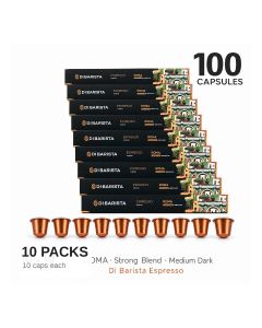 Di Barista Roma Coffee Capsules - Pack of 10 Sleeves – Signature 100% Arabica Multi-Origin Espresso Pods / Nespresso Compatible / Medium Dark Roast / Berry & Citrus Notes