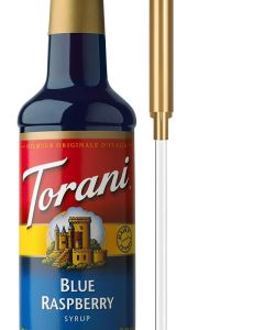 Torani Blue Raspberry Syrup with Pump - Flavoring for Iced Tea, Lemonade, and Sodas - 25.4 Oz
