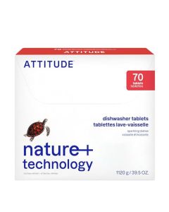 ATTITUDE Dishwasher Pods PlantBased Vegan PhosphateFree Detergent Tablets Naturally Derived Unscented 70 Count