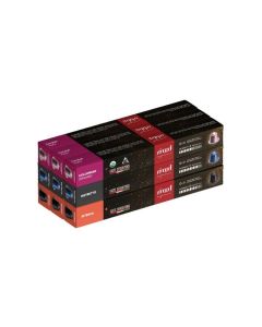 Nespresso Compatible Aluminium Capsules (3 Flavors: Intenso, Ristretto, Organic Colombian), Pack of 9 (90 Capsules)