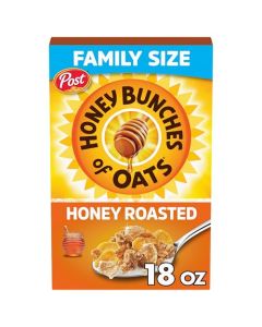 Honey Bunches of Oats Honey Roasted Breakfast Cereal Honey Oats Cereal with Granola Clusters 18 OZ Box
